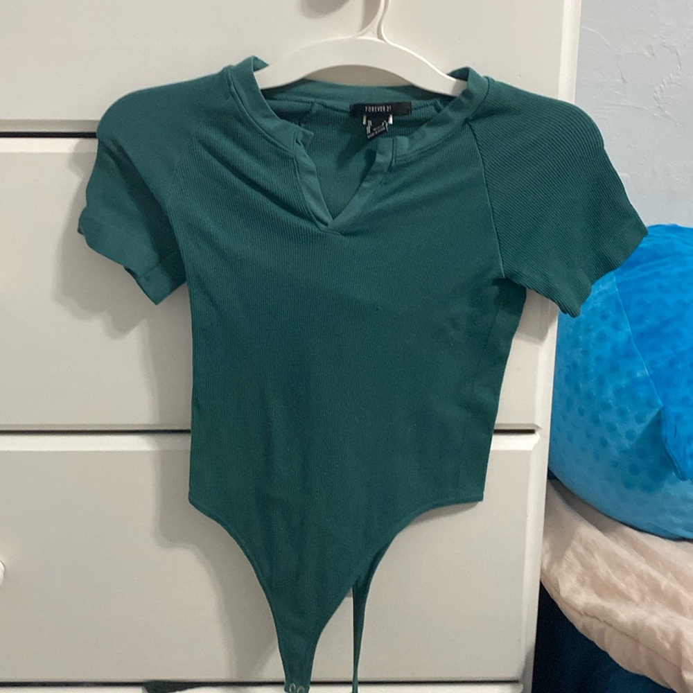 Cute Green V cut body suit